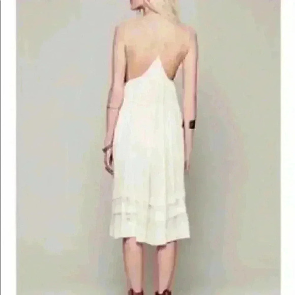 Rare Free People Diamonds in the Sky Dress | Ivory & Blue Embroidered Boho Midi - Picture 16 of 16